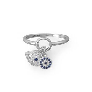 Sterling Silver Evil Eye Charm Ring in Sizes 5 & 6 only.